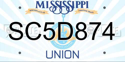 SC5D874 Mississippi License Plate