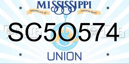 SC5O574 Mississippi License Plate