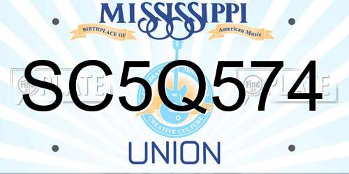 SC5Q574 Mississippi License Plate