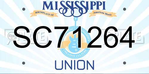 SC71264 Mississippi License Plate