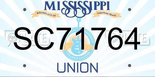SC71764 Mississippi License Plate