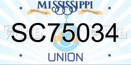 SC75034 Mississippi License Plate