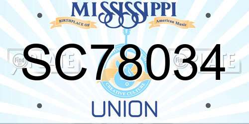 SC78034 Mississippi License Plate