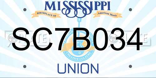 SC7B034 Mississippi License Plate