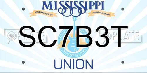SC7B3T Mississippi License Plate