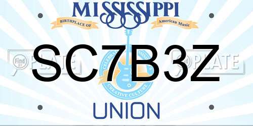 SC7B3Z Mississippi License Plate