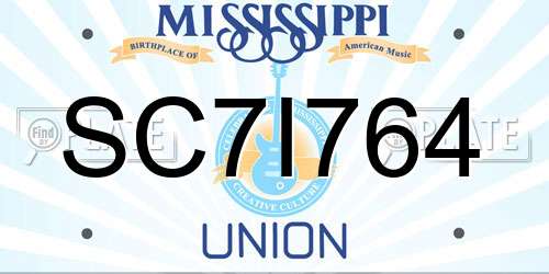 SC7I764 Mississippi License Plate