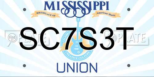 SC7S3T Mississippi License Plate