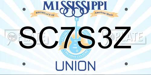SC7S3Z Mississippi License Plate