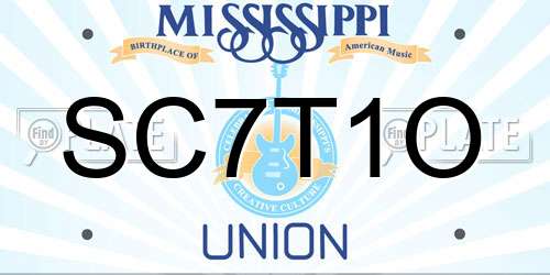 SC7T1O Mississippi License Plate