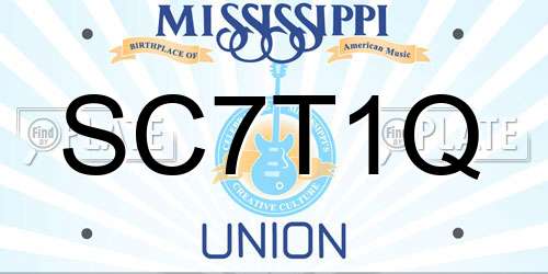 SC7T1Q Mississippi License Plate