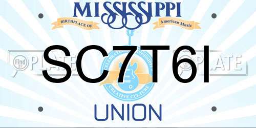 SC7T6I Mississippi License Plate