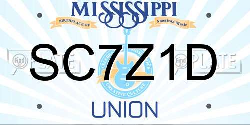 SC7Z1D Mississippi License Plate