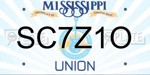SC7Z1O Mississippi License Plate
