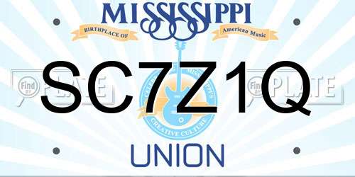 SC7Z1Q Mississippi License Plate