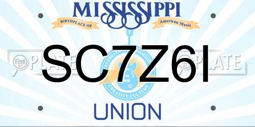 SC7Z6I Mississippi License Plate