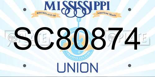 SC80874 Mississippi License Plate