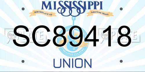 SC89418 Mississippi License Plate