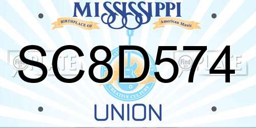 SC8D574 Mississippi License Plate