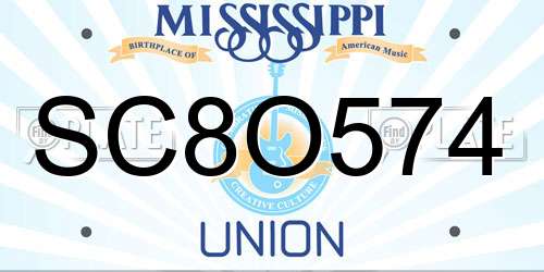 SC8O574 Mississippi License Plate