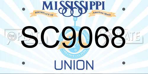 SC9068 Mississippi License Plate