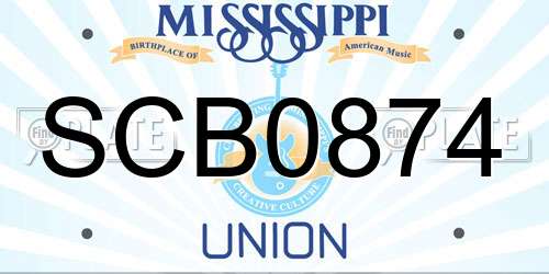 SCB0874 Mississippi License Plate