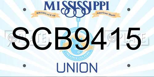 SCB9415 Mississippi License Plate