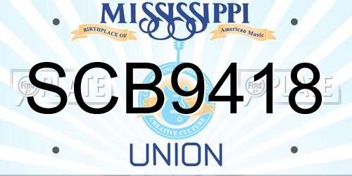 SCB9418 Mississippi License Plate