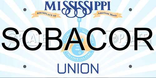 SCBACOR Mississippi License Plate