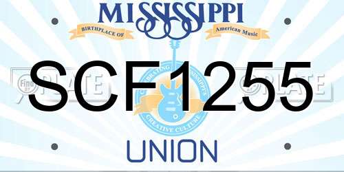SCF1255 Mississippi License Plate