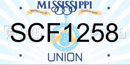 SCF1258 Mississippi License Plate