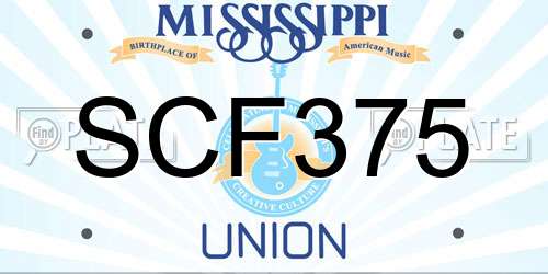 SCF375 Mississippi License Plate
