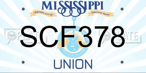 SCF378 Mississippi License Plate