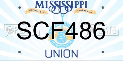 SCF486 Mississippi License Plate