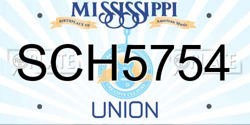 SCH5754 Mississippi License Plate