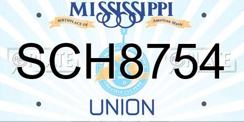 SCH8754 Mississippi License Plate