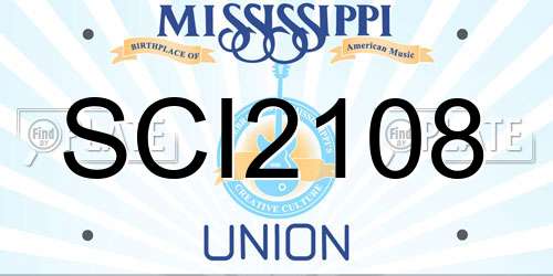 SCI2108 Mississippi License Plate
