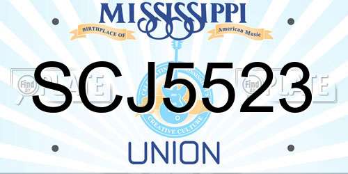 SCJ5523 Mississippi License Plate