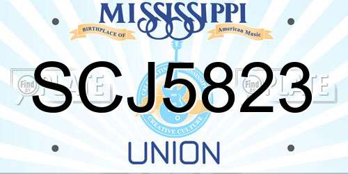 SCJ5823 Mississippi License Plate