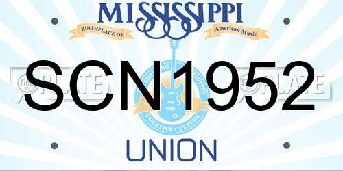 SCN1952 Mississippi License Plate