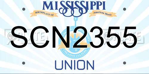 SCN2355 Mississippi License Plate