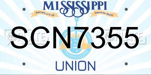 SCN7355 Mississippi License Plate