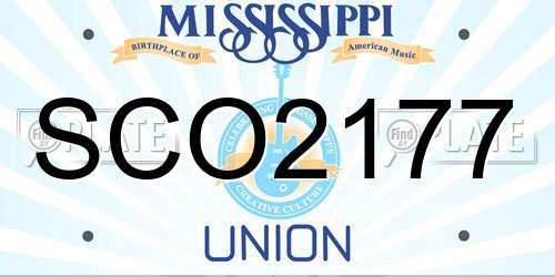 SCO2177 Mississippi License Plate