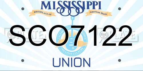 SCO7122 Mississippi License Plate