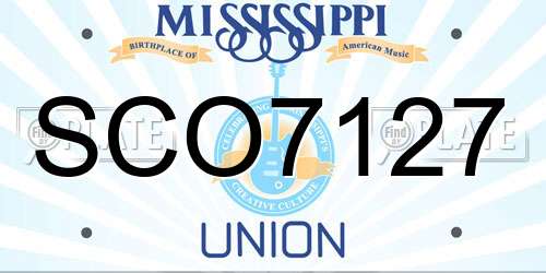 SCO7127 Mississippi License Plate
