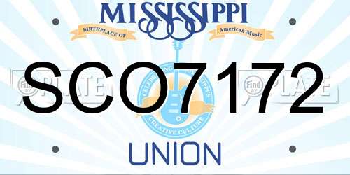 SCO7172 Mississippi License Plate