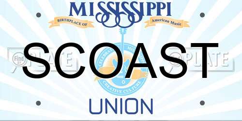 SCOAST Mississippi License Plate