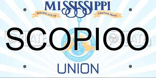 SCOPIOO Mississippi License Plate