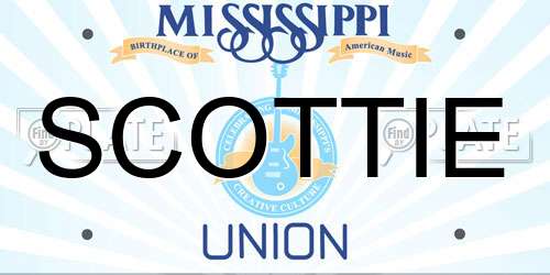 SCOTTIE Mississippi License Plate