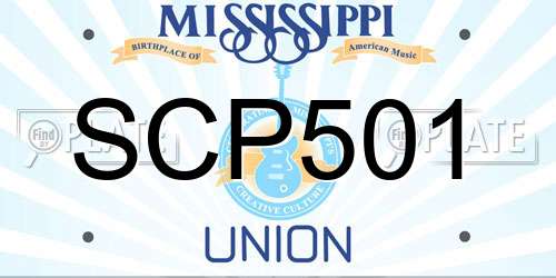 SCP501 Mississippi License Plate